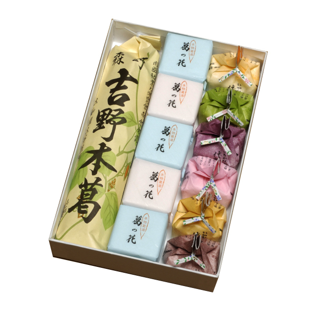 森野吉野葛本舗の葛セット吉野本葛180ｇ×1本　葛の花（葛湯）10個　代々の友（葛湯）6個 ≪吉野葛≫