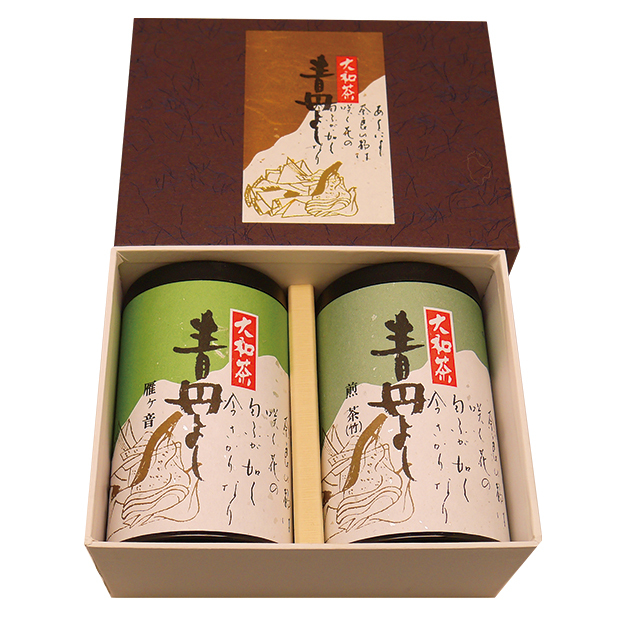 大和茶「青丹よし」2本セット（煎茶竹印100g缶、かりがね100g缶）